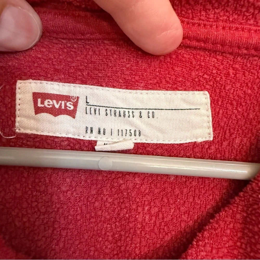 Levi's Red Hoodie unisex lightweight terry cloth size L